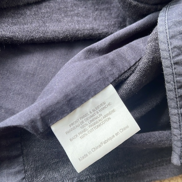 Tory Burch Two Pocket Navy Linen Cotton Button Down Shirt - Picture 6 of 10